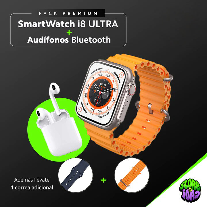 Pack SmartWatch i8 ULTRA + Audífonos Bluetooth🎁⌚🎧 